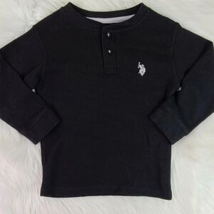 U.S. Polo Assn. Kids Black Long Sleeve Henley Tee